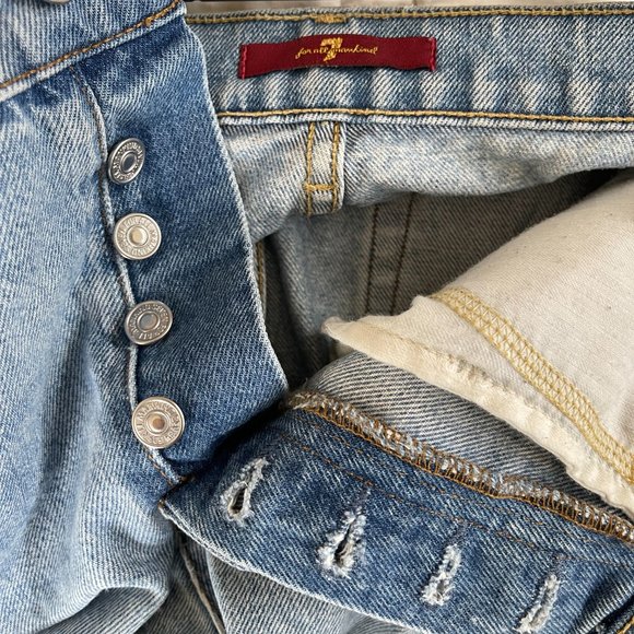 7 for All Mankind 100% Cotton High-Waisted Distressed Crop - Picture 5 of 6